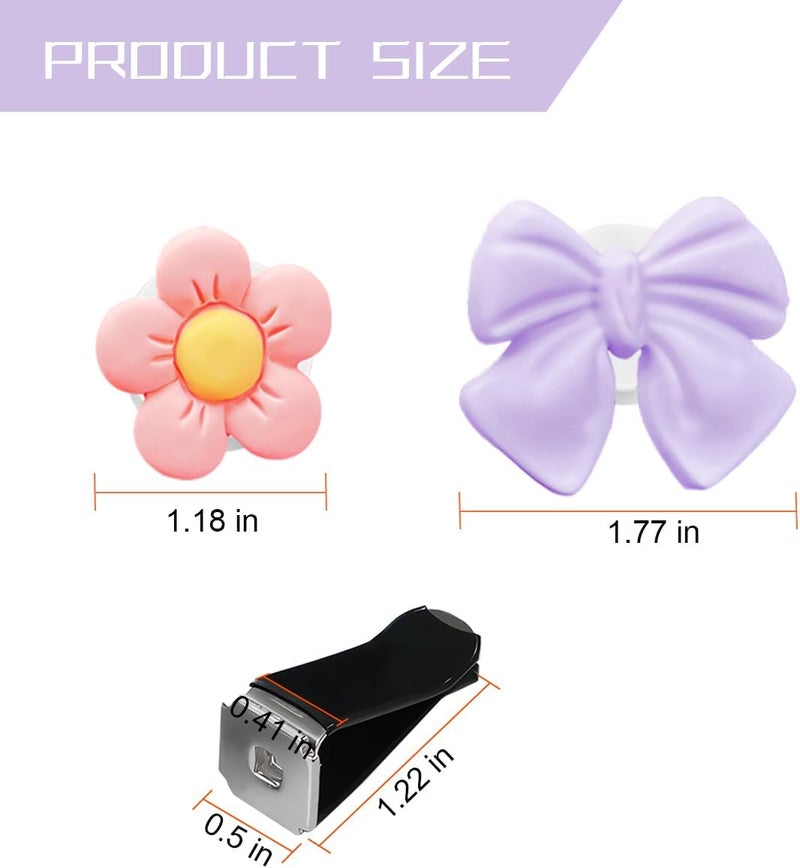 FALVFUN 8PCS Car Air Vent Clips, Cute Bow & Sunflower Vehicle Vent Decorations Charm, Aesthetic Automotive Interior Outlet Ornament Accessories, Universal for SUV Sedan Truck (Purple) - Image 2